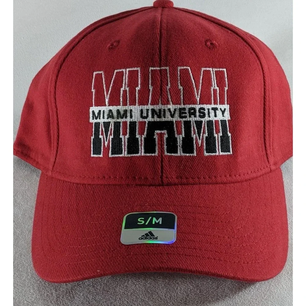 Adidas Adult Fitted‎ Small/Medium Miami Redhawks NCAA Baseball Hat Cap NEW nwt